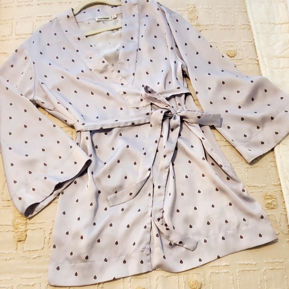 Roller Rabbit Other - Roller Rabbit Lavender+Cranberry Tear Drop Silky Waffled Short Robe, OS, EUC